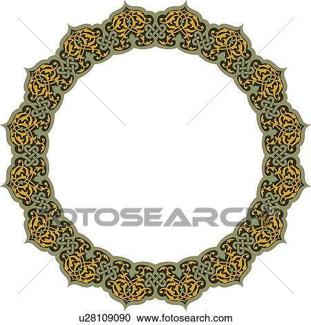 Round green, blue and yellow Frame View Large Clip Art Graphic Clipart - Round green, blue and yellow Frame. Fotosearch
