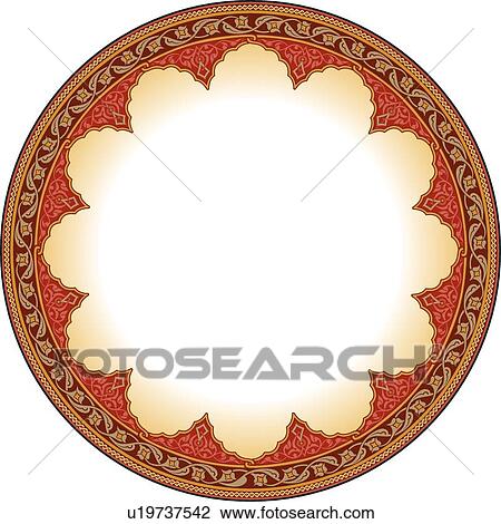 Round orange, red, and brown Arabesque frame View Large Clip Art Graphic Clipart - Round orange, red, and brown Arabesque frame. Fotosearch