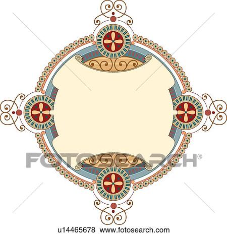 Clip Art - Round Teal and Tan Banner. Fotosearch