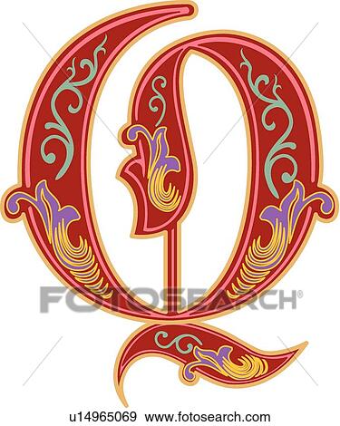 Clip Art - Royal letter Q. Fotosearch