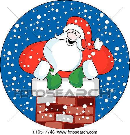 Clip Art - Santa in a chimney . Fotosearch