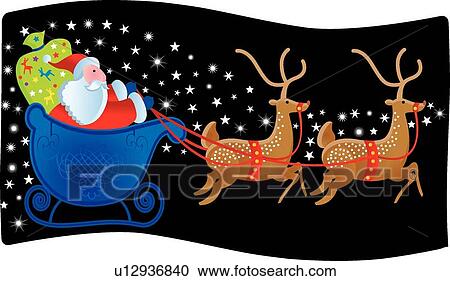 Clipart - Santa sleigh. Fotosearch