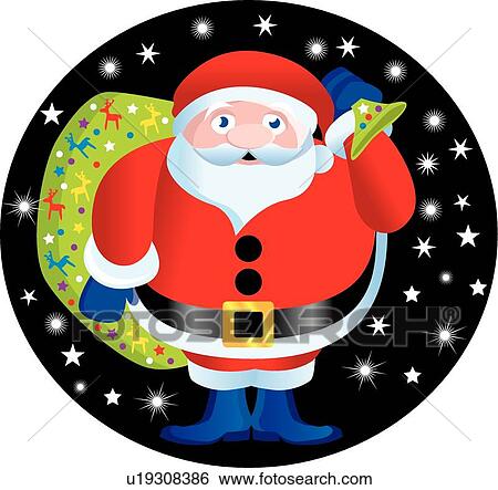 Clip Art - Santa with his bag . Fotosearch