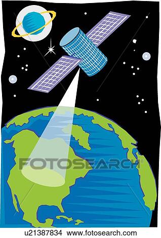 Clipart - Satellite in space. Fotosearch