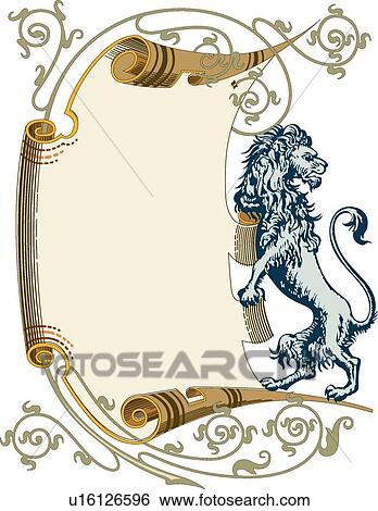 Scroll with Lion Adornment View Large Clip Art Graphic Clip Art - Scroll with Lion Adornment. Fotosearch