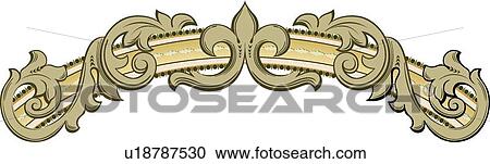Scrolled Design Ornament View Large Clip Art Graphic Clipart - Scrolled Design Ornament. Fotosearch