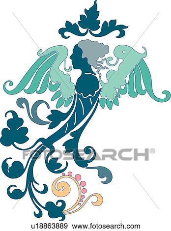 Side view of an angel View Large Clip Art Graphic Clip Art - Side view of an angel . Fotosearch