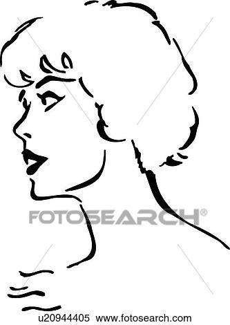 Clipart - Side view of retro woman's head. Fotosearch