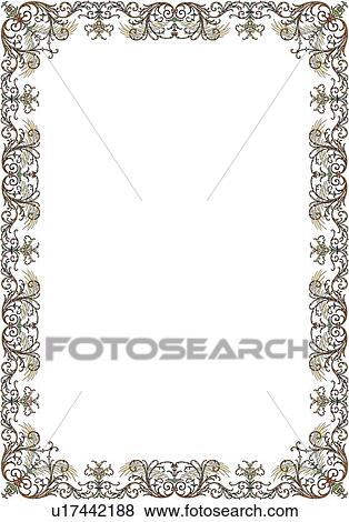 Clip Art - Silver and Burgundy Victorian Border. Fotosearch