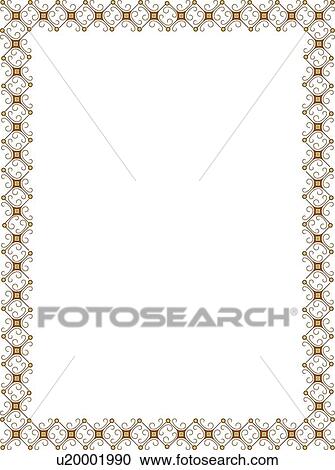 Clipart - Silver and Red Victorian Border. Fotosearch