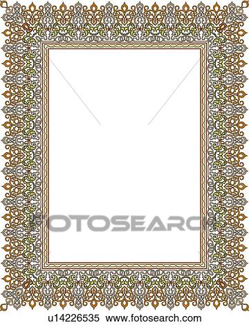 Silver Fancy Arabesque Border View Large Clip Art Graphic Clipart - Silver Fancy Arabesque Border. Fotosearch