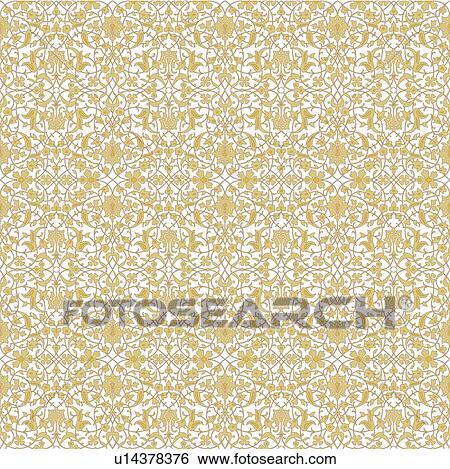 Clip Art - Square fancy leaf background pattern. Fotosearch