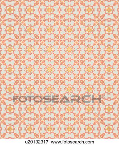 Clip Art - Square flower fancy knot background pattern. Fotosearch