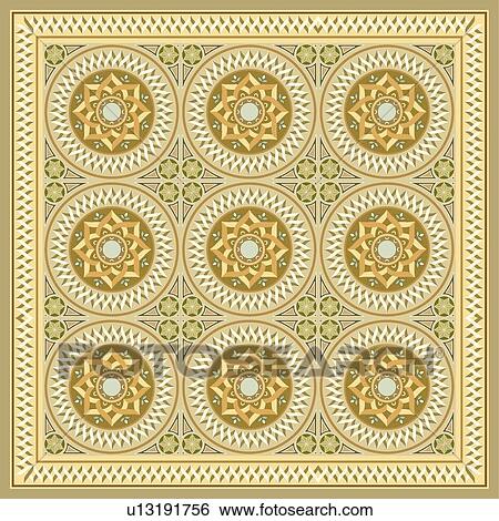 Clip Art - Square gold green and blue background pattern. Fotosearch