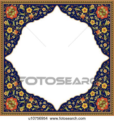 Square with diamond copy space and a floral pattern View Large Clip Art Graphic Clipart - Square with diamond copy space and a floral pattern . Fotosearch