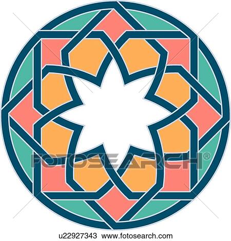 Star flower in a circle teal orange coral View Large Clip Art Graphic Clipart - Star flower in a circle teal orange coral . Fotosearch