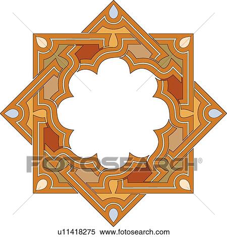 Clipart - Star with a flower frame inside. Fotosearch