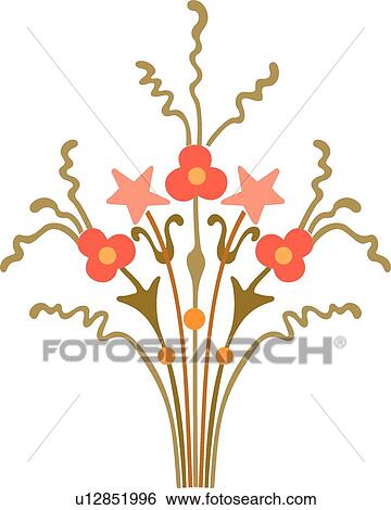 Clip Art - Stars and flowers . Fotosearch
