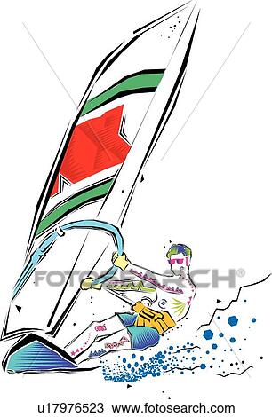 Surfing View Large Clip Art Graphic Clipart - Surfing . Fotosearch
