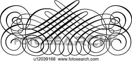 Clip Art - Swirled Calligraphic Design. Fotosearch