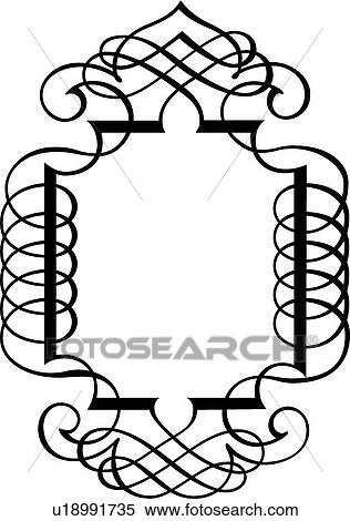Clipart - Swirled Calligraphic Design Frame. Fotosearch