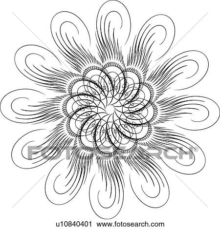 Clipart - Swirled Flower Calligraphic Design. Fotosearch