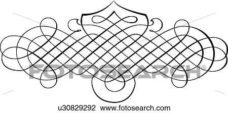 Clipart - Symmetrical Calligraphic Design header. Fotosearch