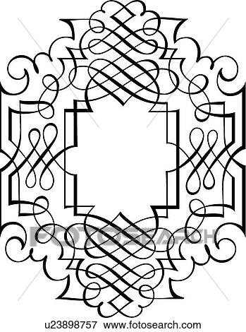 Clip Art - Symmetrical Calligraphic Designed frame. Fotosearch