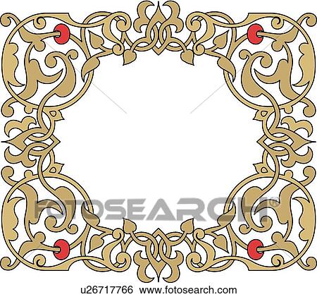 Clip Art - Tan and Red Arabesque Design. Fotosearch