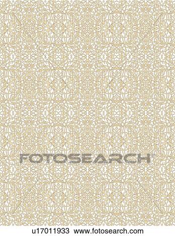 Clipart - Tan and white fancy background pattern. Fotosearch