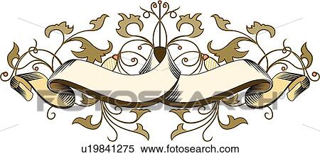Tan banner with leaves View Large Clip Art Graphic Clipart - Tan banner with leaves . Fotosearch