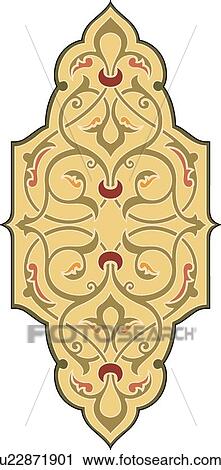 Clipart - Tan design with leaves and swirls . Fotosearch