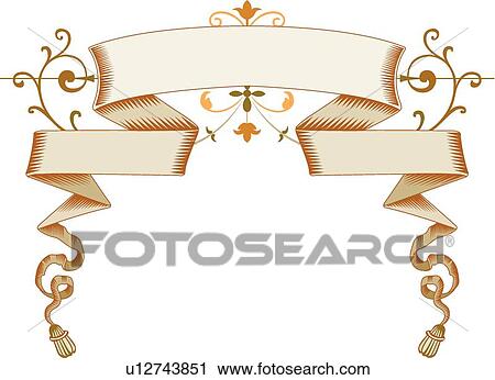 Clipart - Tan fancy banner. Fotosearch