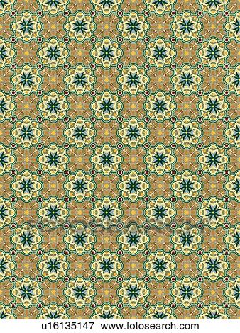 Clip Art - Tan green and navy background pattern. Fotosearch