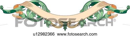 Tan Ribbon Banner with Green Vine View Large Clip Art Graphic Clip Art - Tan Ribbon Banner with Green Vine. Fotosearch