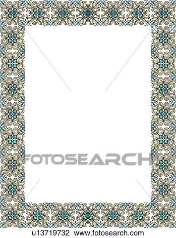 Teal and Brown Victorian Border View Large Clip Art Graphic Clipart - Teal and Brown Victorian Border. Fotosearch