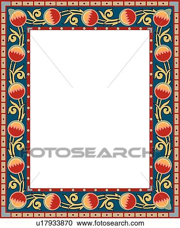 Teal and Coral Flower Border View Large Clip Art Graphic Clipart - Teal and Coral Flower Border. Fotosearch