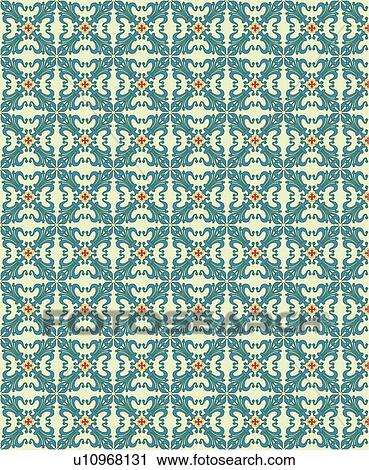 Clipart - Teal and mint fancy background pattern. Fotosearch