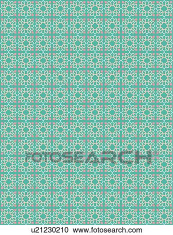 Clipart - Teal and pink floral background pattern. Fotosearch