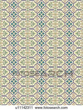 Clipart - Teal and yellow leaf background pattern. Fotosearch
