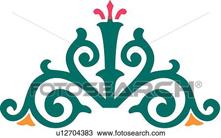 Clipart - Teal coral and orange swirls and lines . Fotosearch
