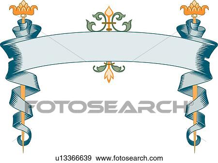 Clip Art - Teal fancy ribbon with copy space. Fotosearch