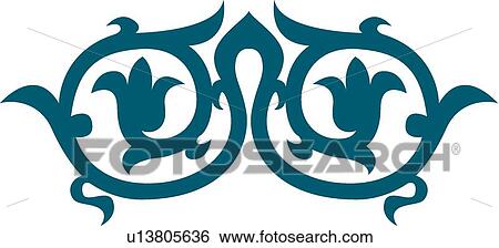 Teal flower design View Large Clip Art Graphic Clip Art - Teal flower design . Fotosearch