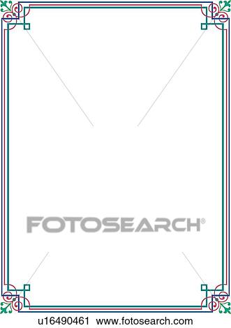 Teal, pink and purple lined Border with decorative corners View Large Clip Art Graphic Clipart - Teal, pink and purple lined Border with decorative corners. Fotosearch