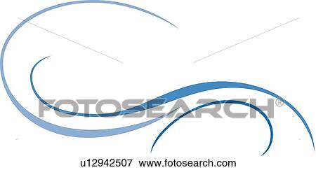 Clip Art - Three Blue Curved Lines. Fotosearch