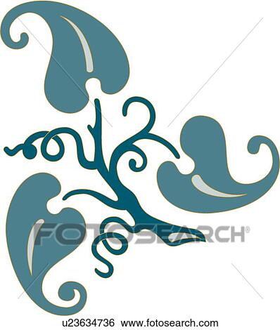 Three Blue Leaves on Stem View Large Clip Art Graphic Clip Art - Three Blue Leaves on Stem. Fotosearch