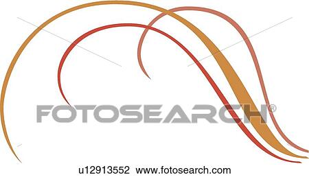 Clipart - Three Curled Lines in Orange, Brown and Gold. Fotosearch