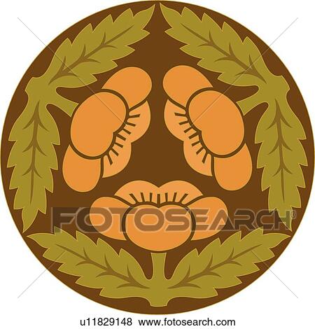 Three flower circular Design Ornament View Large Clip Art Graphic Clip Art - Three flower circular Design Ornament. Fotosearch