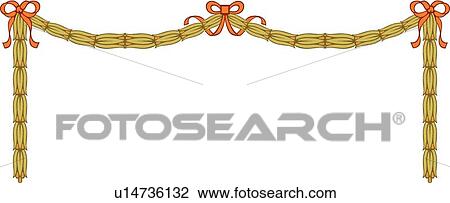 Three sided green segmented Frame with orange bows View Large Clip Art Graphic Clipart - Three sided green segmented Frame with orange bows. Fotosearch