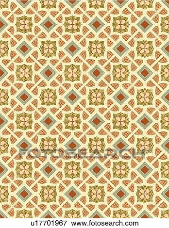 Tile cream and floral background pattern View Large Clip Art Graphic Clip Art - Tile cream and floral background pattern . Fotosearch